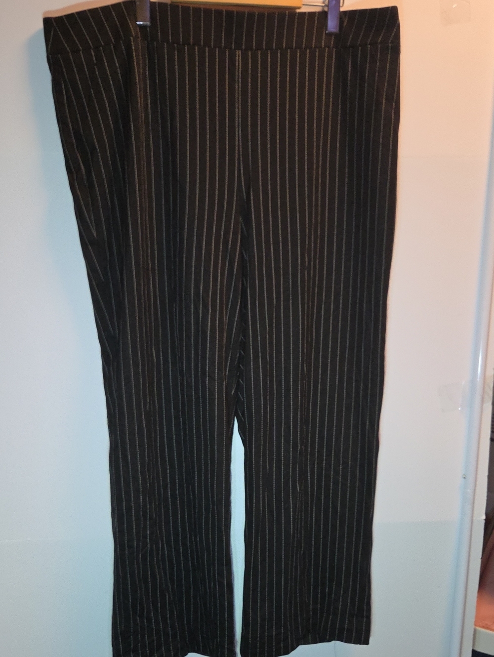 Women's Black Pinstripe Wide-Leg Trousers